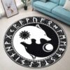 Black And White Wolf Round Carpet Rug - Round Rugs RG703