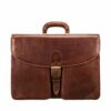 Large Mens Briefcase Handmade Brown Leather