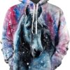 Unisex Hoodies 3D Print Galaxy Pullover Horse